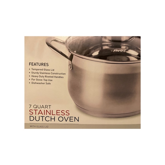 Parini 7 Quart 304 Stainless Steel Dutch Oven with Tempered Glass Lid-New in Box - Picture 3 of 7